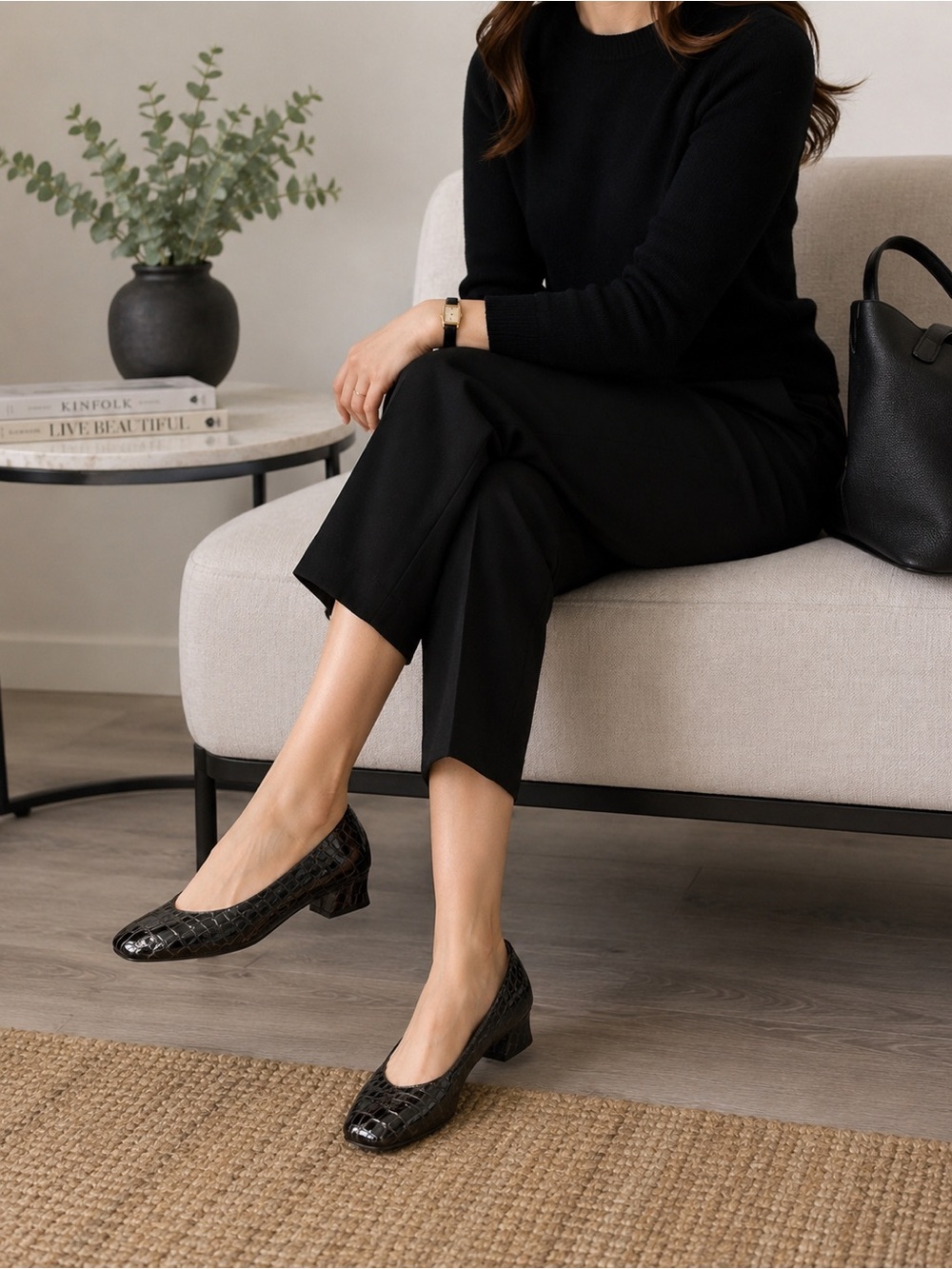 David Tate Croc Embossed Patent Pumps Heels Size 8.5N Brown